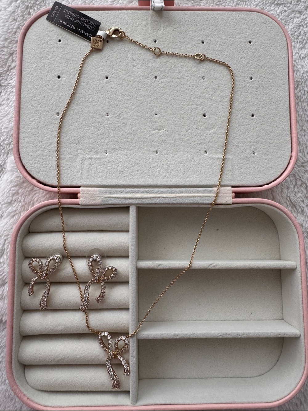 Golden Plated Bow Necklace and Earring Set